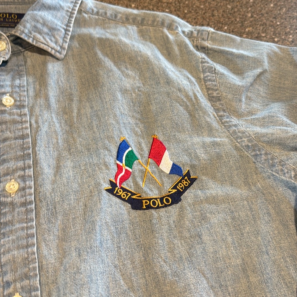 Vintage polo ralph lauren flags chambray shirt - Picture 2 of 3